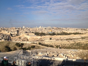 Our view from the Mount of Olives overlooking Jerusalem. 